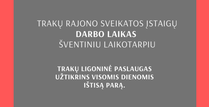 Keičiasi sveikatos įstaigų darbo laikas šventiniu laikotarpiu