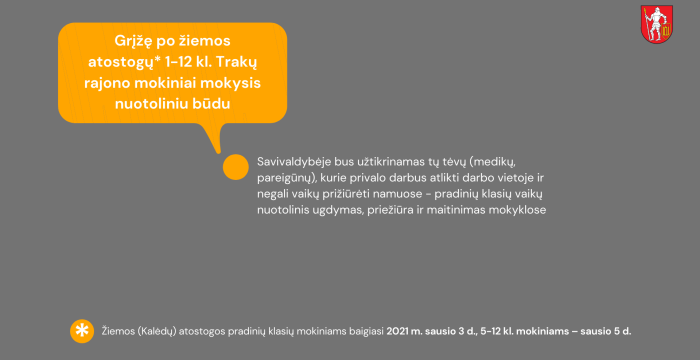 Po vaikų atostogų grįžtama prie nuotolinio mokymo