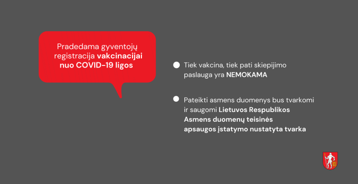Tęsiama gyventojų registracija vakcinavimui nuo COVID-19 ligos