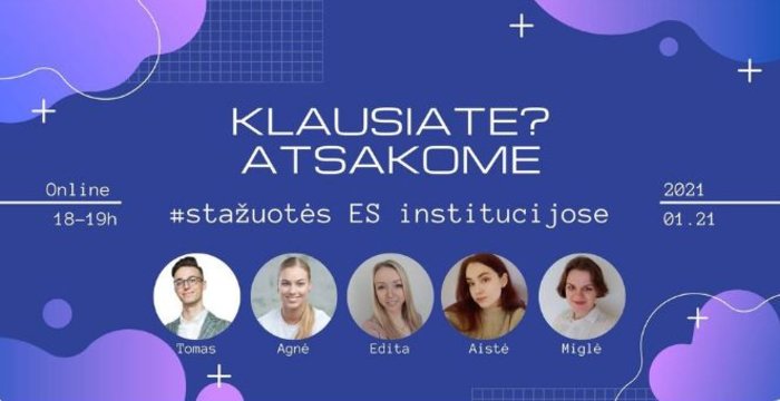Kvietimas į renginį apie stažuotes ES institucijose