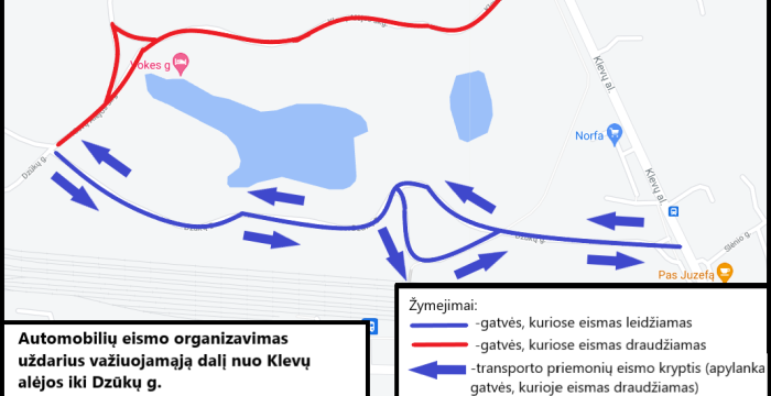 Nuo balandžio 29 d. iki liepos 1 d.stabdomas eismas Klevų Alėjos skersgatviu Lentvario mieste
