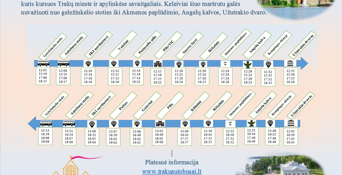 Savaitgaliais Trakuose  pradeda veikti naujas maršrutas nuo geležinkelio stoties iki Užutrakio 