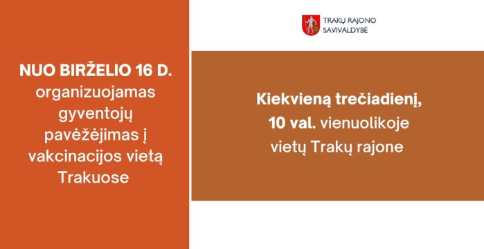 Rajono seniūnijų gyventojus į vakcinacijos punktą veš autobusai