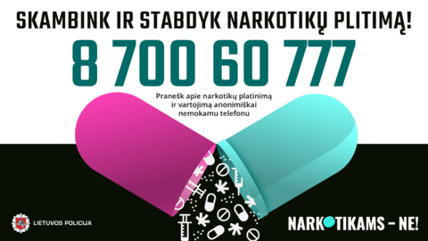 Pradėjo veikti pasitikėjimo linija „Narkotikams – NE“