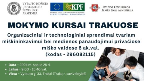 Kviečiame į mokymus dirbančius žemės ūkio srityje