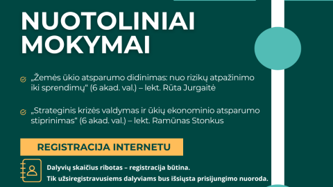 Kvietimas dalyvauti nuotoliniuose mokymo kursuose